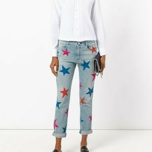 STELLA MCCARTNEY Star Print Denim Boyfriend Jeans
